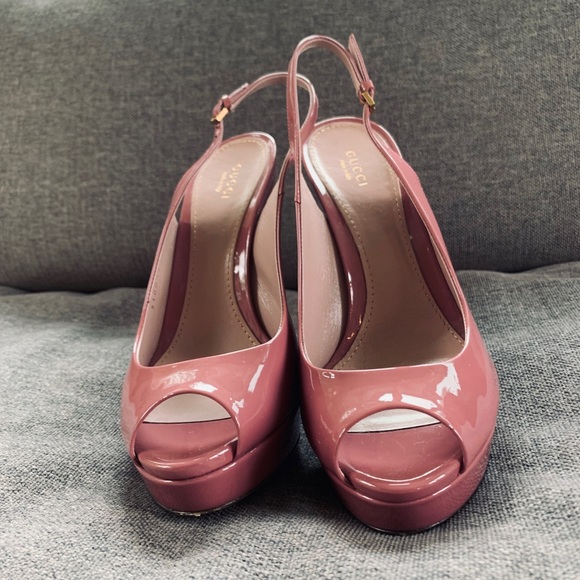 Gucci Rose Patent Leather Sling-Back - Picture 4 of 6